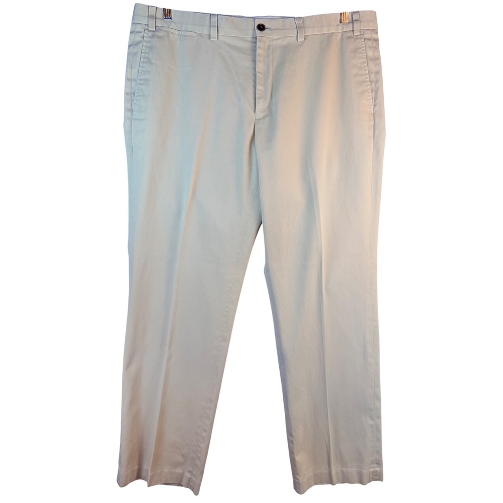Eddie Bauer Mens Chino Pants 40x32 Tan Khaki Flat Front Cotton Twill Trousers